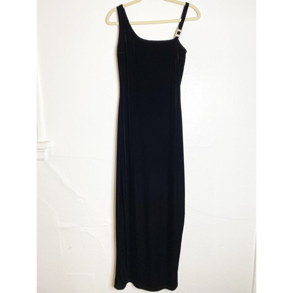 Vintage Y2K 90s Jessica McClintock Gunne Sax Black Goth Velvet Maxi Dress M